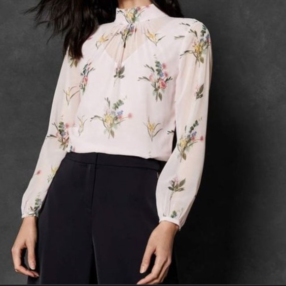 Ted Baker Tops - NWT TED BAKER “Zemiaa” Flourish Rushed Blouse Dusty Pink